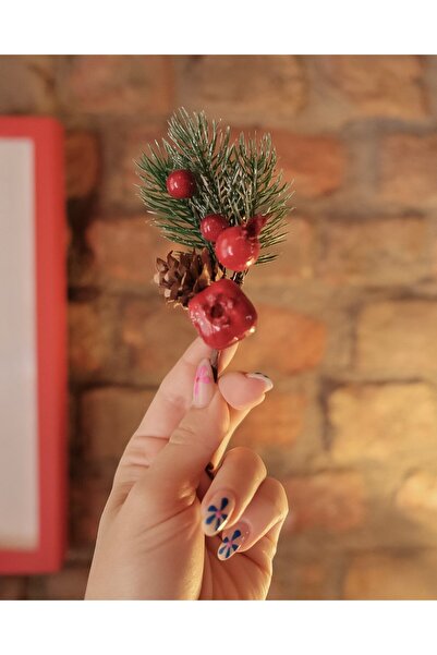 roco paper Kokina New Year's Flower, Artificial Pine Cone Cherry Cluster, Decorative New Year Ornament, 13 cm - 1 Piece