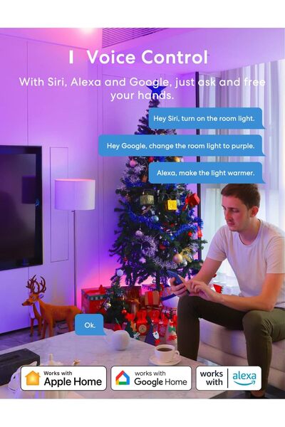 MEROSS Smart LED Bulb, Pack of 4 E27 WiFi Bulb Compatible with Apple Home, Alexa and Google Home, RG