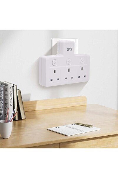 WINNINGSTAR 3-Gang UK Outlets Extension Plug (ST-1086-3) | 2500W/10A Multi Plug Adapter for Home & Office