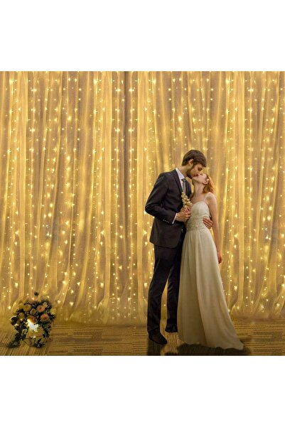 Optim Solution Cortină luminoasă tip șnur, 400 LED-uri, 3 m, interior/exterior, lumină galbenă