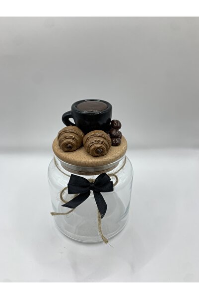 renklidüşler Siyah Fincan Figürlü Kahve&Kurabiye Kavanozu (1 Adet)