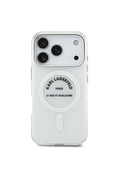 Karl Lagerfeld Case for iPhone 17 Pro, IML Glitter K&C Heads Logo MagSafe, Clear Mono Karl&Choupette
