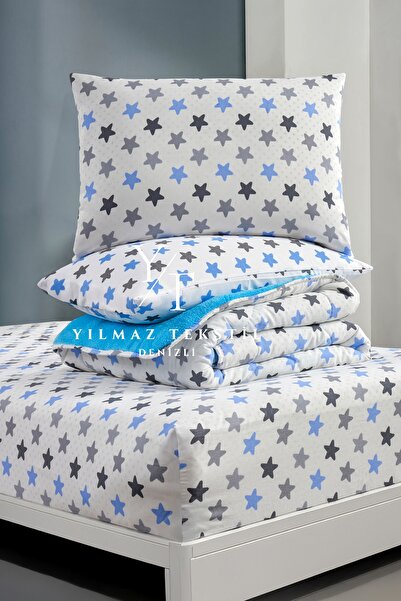 ChicMaison Μονό σετ ύπνου Puffy |   Με ελαστικό σεντόνι |   Μπλε Αστέρι