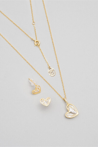 So CHIC... Kalp Dokunuşu 18 Ayar Sarı Altın Kaplama Gümüş Seti