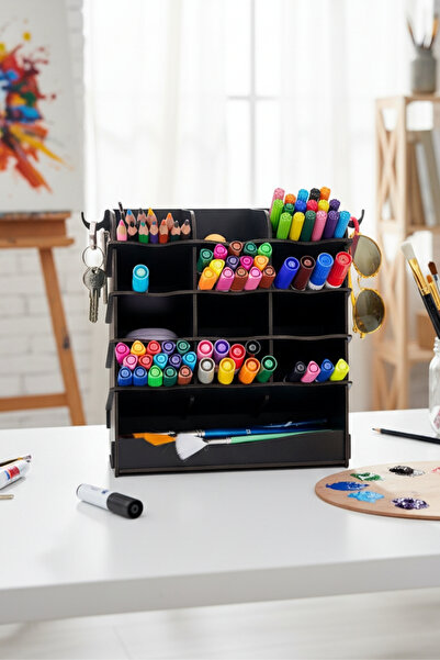 Simux منظم خشبي لسطح المكتب من ويف 13 - حامل أقلام - منظم متعدد الأغراض للمجو...