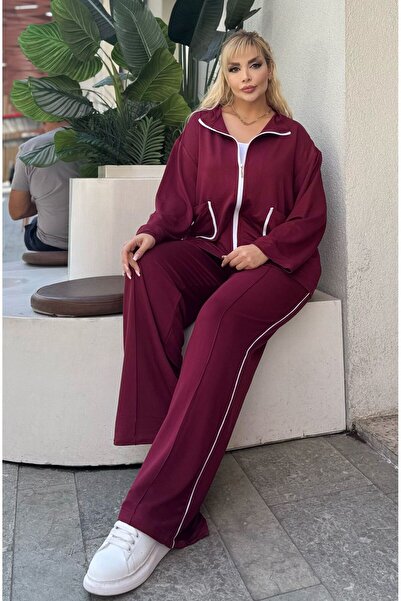 LİKRA Women's Plus Size White Blouse with Detail Lycra Crystal Two-Thread Suit