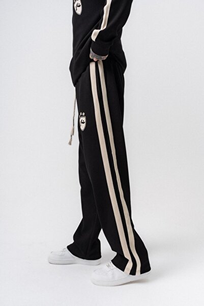 Respire Men's Stripe Detailed Modal Baggy Sweatpants Black