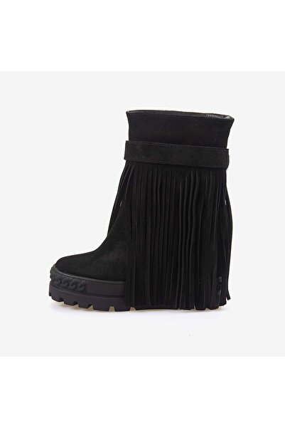 Rouge Hakiki Süet Deri Kalın Taban Gizli Topuk Kadın Bot 44215