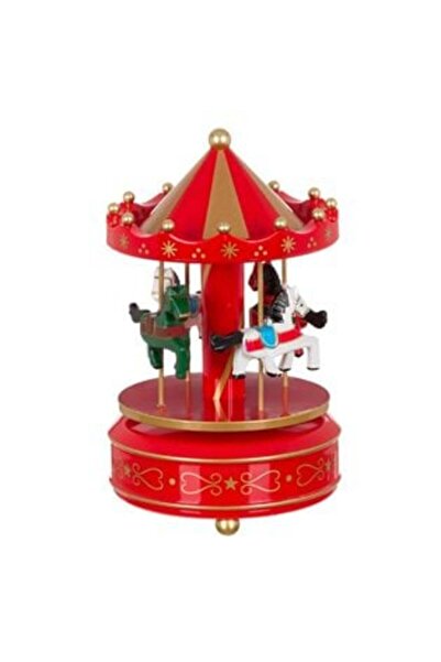 BAMI NETWORK Red Christmas Musical Carousel 18 cm