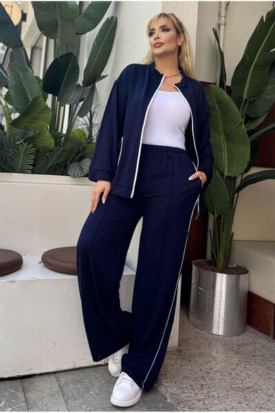 ViolettaXL Women's Plus Size White Blouse with Detail Lycra Crystal Two-Thread Suit