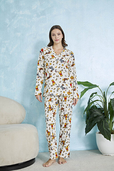 STELLAPİNK Winnie Karakterli Ay Yıldız Desenli Bürümcük Pijama Takımı