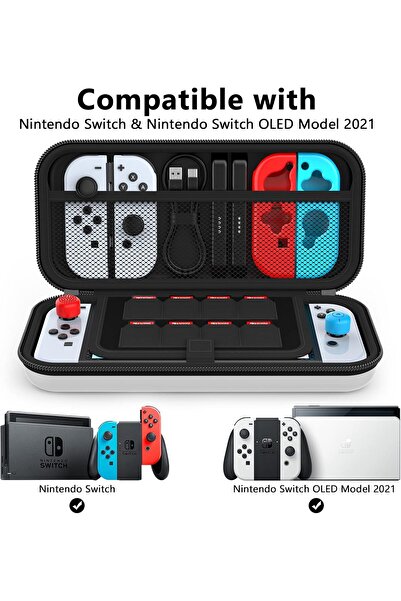 Other Hi Stop Hard Travel Carry Case Compatible with Nintendo Switch & Switch OLED - White