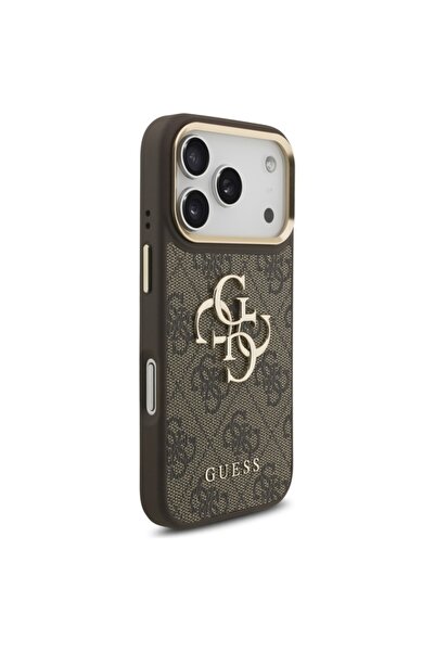 Guess Θήκη για iPhone 17 Pro, Σιλικόνη 4G με Μεγάλο Μεταλλικό Λογότυπο, Λεπτή Προστασία, Καφέ