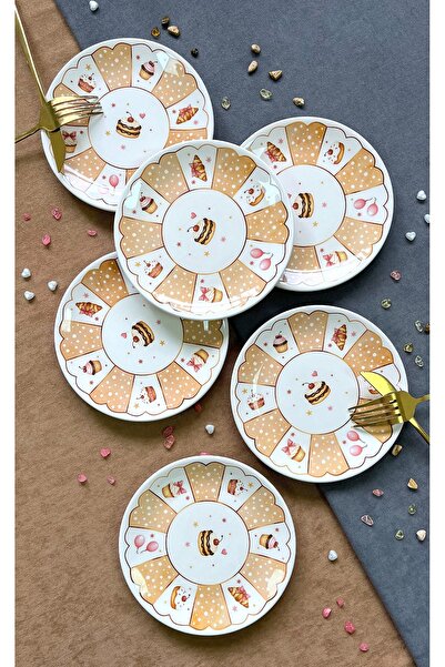 ers erbaşlar CUPCAKE TURUNCU 6 PARÇA LÜX TATLI TABAĞI SETİ