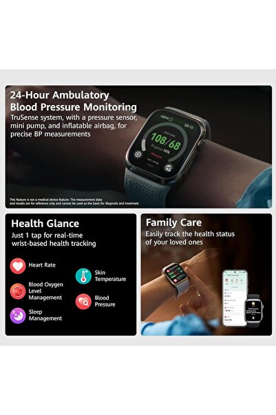 Huawei Watch D2 Luca-B10L, Gold, 1.8" Amoled, Airbag/Strap Size 26mm, Roving 24H Blood Pressure, HR