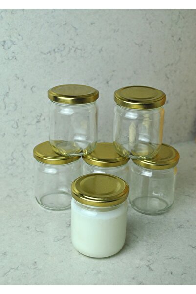 Qualitev 6 Adet 210 ml Cam Kavanoz Mama Bebek Yoğurt Saklama Kabı Gold Kapakl...
