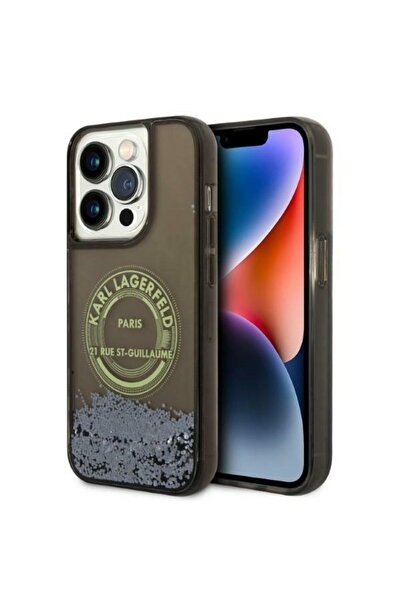 Karl Lagerfeld Carcasă pentru iPhone 14 Pro, cu sclipici lichid - Negru