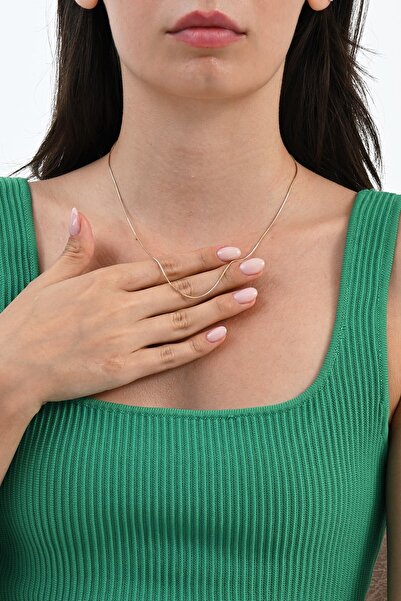 Söğütlü Silver 925 Ayar gümüş altın, gümüş ve rose italyan üç renkli yılan gümüş kolye zincir SGTL13102RENKLI