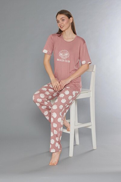 FLZ Short Sleeve Summer Viscose Pajama Set Beach Club 88-110