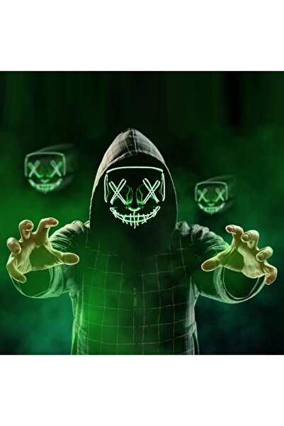 zola Μάσκα LED για το Halloween, μαύρη με πράσινα LED, πλαστική, τηλεχειριστήριο, 21 x 17 εκ.