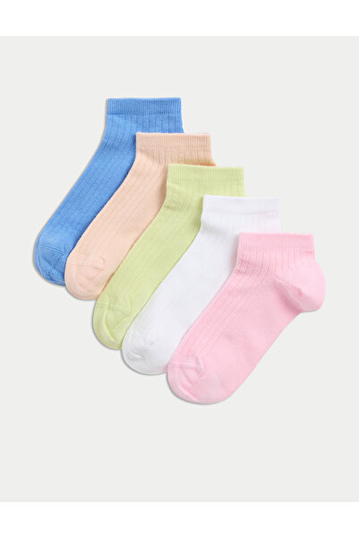 Marks & Spencer 5'li Pamuk Karışımlı Ribanalı Spor Çorap