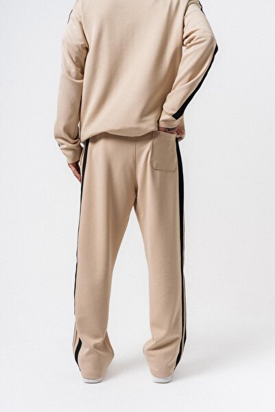 Respire Men's Stripe Detailed Modal Baggy Sweatpants Beige