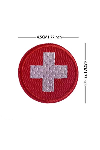 Choice رقعة قماشية للصليب الأحمر مقاس 4.5 × 4.5 سم، ملصقة بالحرارة، شارات دائرية، تطريز بالحديد