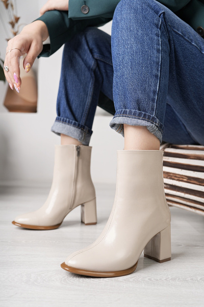 LAMOYA Lucas Kadın Topuklu Bot Platform Taban Ortopedik Oval Burun Kalın Topuklu Bot