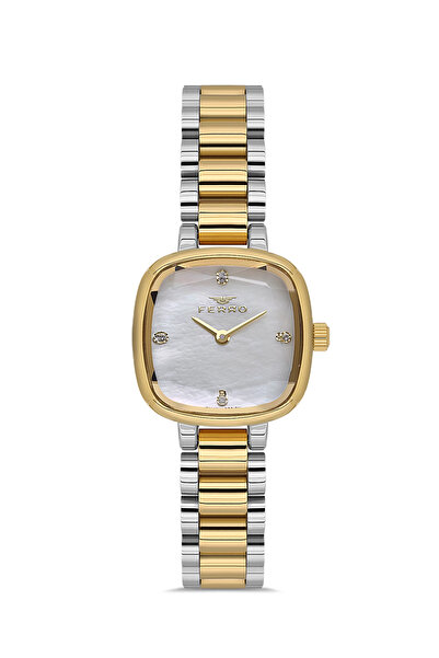 FERRO Yellow and Silver Steel Band Women's Wristwatch Fl43028A-D 3Atm Water Resistant 2 Year Warranty