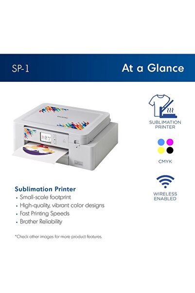 Brother SP-1 Sublimation Printer, Wireless Compact Printer with Starter Kit (Ink Set and Paper)