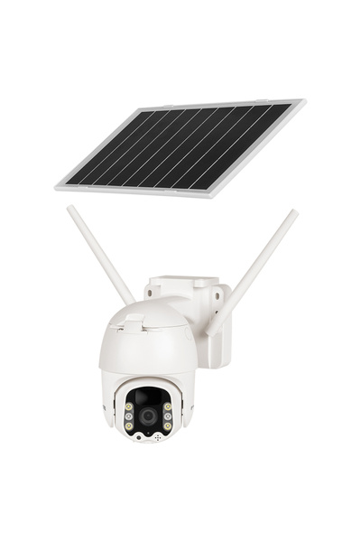 Kruger&Matz Cameră Speed ​​Dome rotativă 4G cu panou solar, Wi-Fi, 3MP, IR 30m, audio, cartelă SIM, spe...
