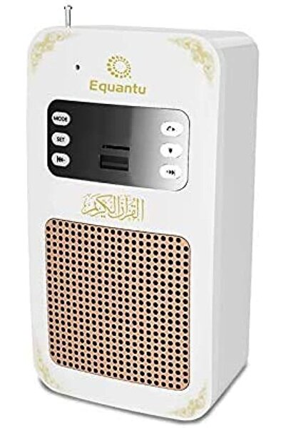 equantu سماعة قرآن ذكية مع جهاز تحكم عن بعد، بلوتوث، إضاءة LED، راديو، USB و SD