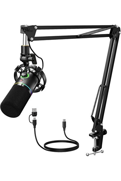 MAONO ميكروفون ديناميكي XLR/USB لأجهزة الكمبيوتر المخصصة للألعاب، وميكروفون ب...