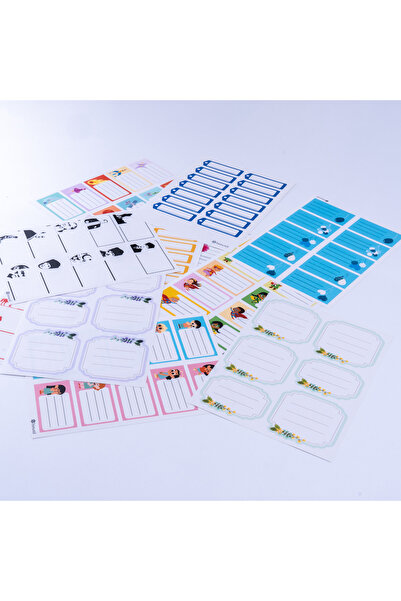 Bimotif Karışık 25 çeşit (25 sayfa) isimlik okul etiketi sticker seti
