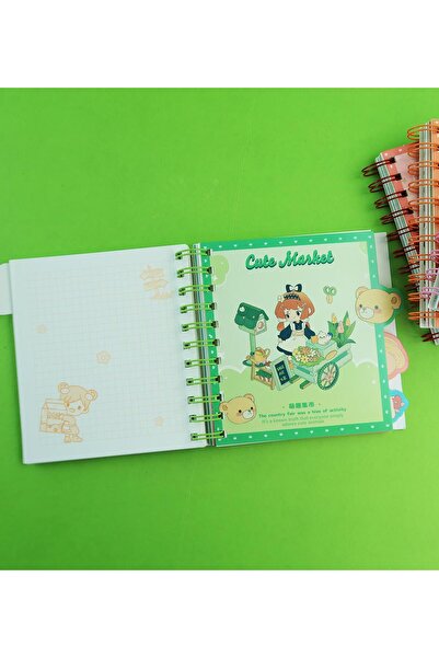 Gift Moda Cute Market Hologram Cover 4-Compartment Spiral Notebook