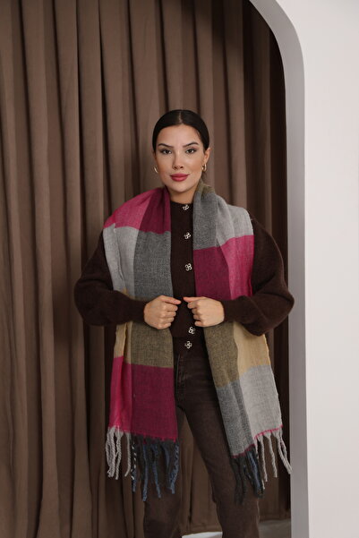 Jack Ferrero Örme kumaş Düz kesim Püsküllü bitiş Yumuşak Dokulu Kadın Atkı Şal Omuz Şalı 190.0x50.0 cm.