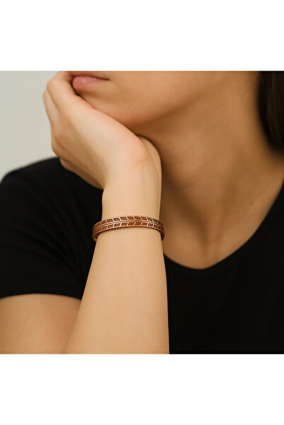 Tesbihane سوار نحاسي نسائي - بنقشة القمح - ذو هيكل مرن