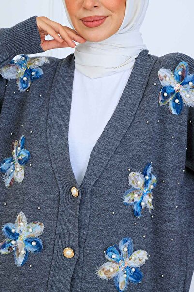 benguen Σετ ζακέτα με λουλούδια S1001 Ανθρακί