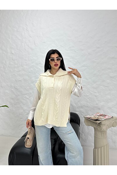 DİMA FASHİON Tricot Sweater with Slit Detail