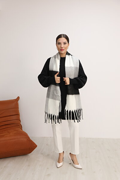 Jack Ferrero Örme kumaş Düz kesim Püsküllü bitiş Yumuşak Dokulu Kadın Atkı Şal Omuz Şalı 190.0x50.0 cm.