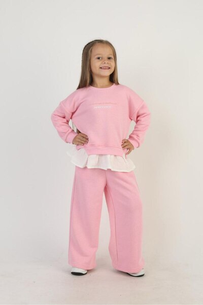 NOBLEKIDS طقم جابر للفتيات – قطعة علوية مزينة بالكشكشة وسروال واسع الساق، 3 خ...