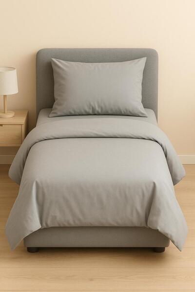 ayçiçek home طقم أغطية سرير وملاءة مطاطية لشخص واحد مقاس 100*200 ولون رمادي ف...