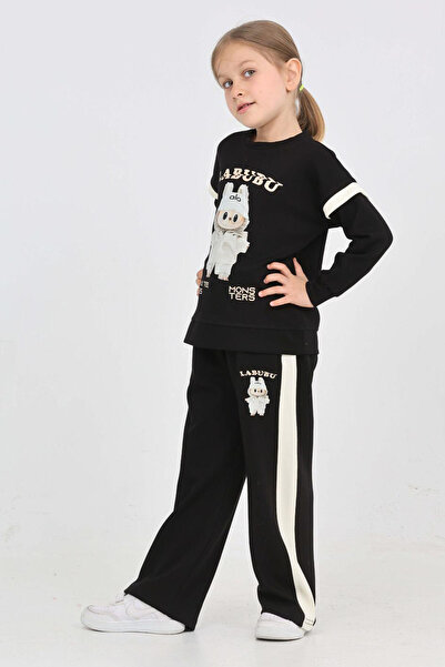 MODANINO Κοριτσίστικο υφασμάτινο σετ διπλής όψης με τύπωμα με φαρδύ πόδι-πάνω...