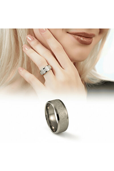 Tesbihane Silver Color Exquisite Design 316L Quality Stainless Steel Women Ring Wedding Ring - 21 Size