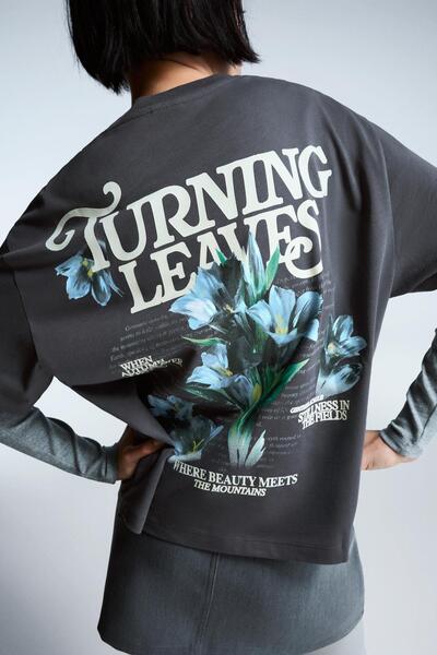 Bershka Oversize baskılı kısa kollu tişört