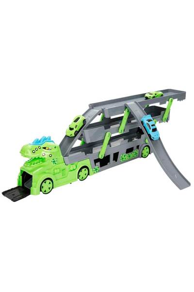Crazoo Dino 3 Katlı Rampalı Dinozor Transporter 45 cm - Yeşil
