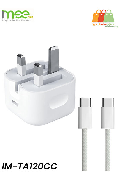 iMee شاحن سريع IM-TA120CC USB-C بقدرة 20 وات مع كابل Type-C إلى Type-C بقدرة ...