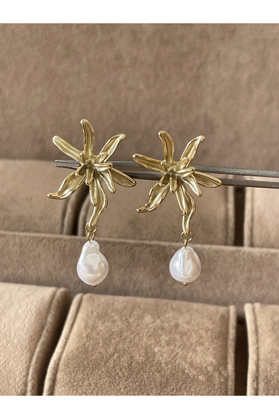 Rupen Kraft 316 L Surgical Steel Mesuda İnci Trend Steel Earrings