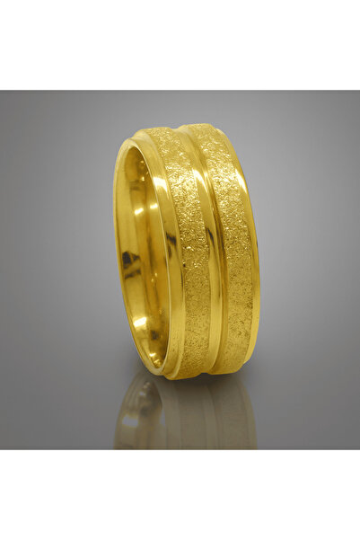 Tesbihane Altın Renk Modern Tasarım 316L Kalite Paslanmaz Kadın Çelik Yüzük Alyans - 18 Ölçü