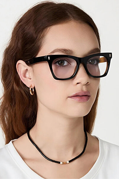 MACERATİ نظارات Urıs ذات الإطار الأسود على شكل عين القطة مع فلتر الضوء الأزرق